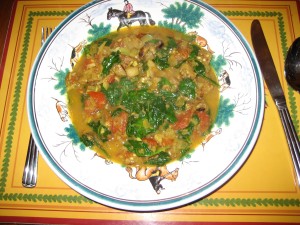 Eggplant and spinach curry